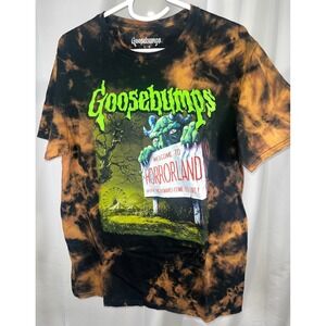 Goosebumps Horrorland Graphic T-Shirt Tie Dye Horror Book Series Black Orange L